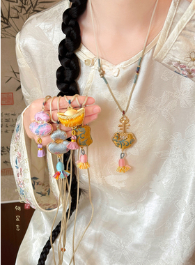 宋锦元宝葫芦项链新中式国风