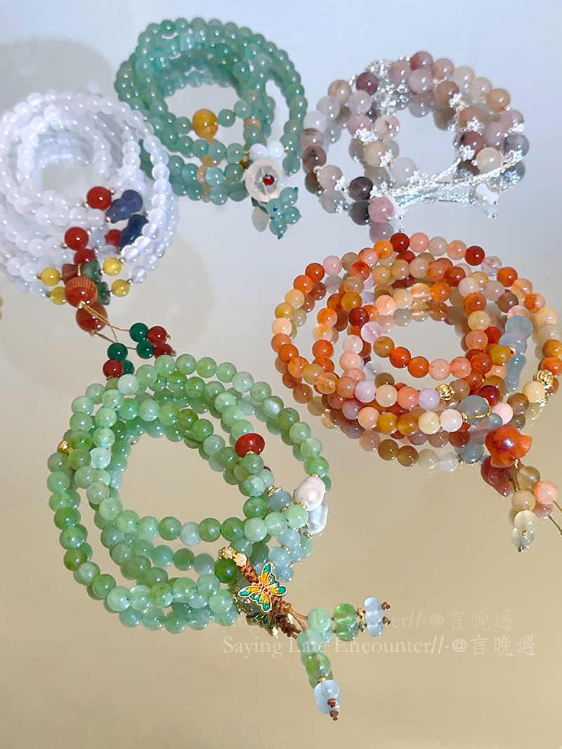 天然石玛瑙串珠手链复古轻奢小众