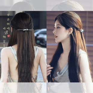 许我耀眼赵露思许妍同款 日常通勤簪子发饰品 银色月牙发簪女新中式