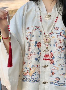 平安锁红色璎珞项链新中式古风