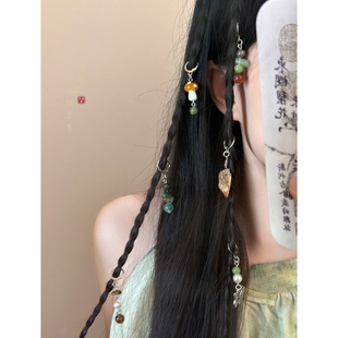 新中式民族风流苏发扣女古风小众设计发夹复古汉服长辫子发链发饰