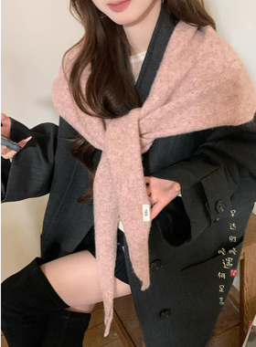 织间隅暖~粉色羊绒三角巾外搭披肩女秋冬2025新款高级感围巾围脖