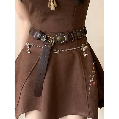 棕色装饰腰链美拉德民族风腰带