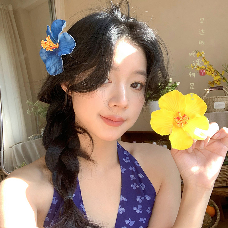 度假风简约花朵发夹女彩色多巴胺图片