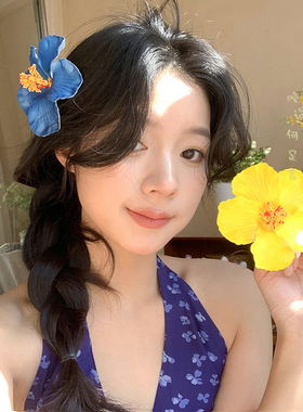 度假风简约花朵发夹女彩色多巴胺