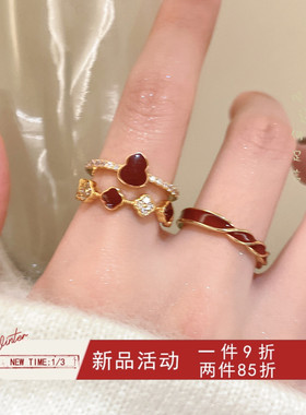 红色葫芦开口戒指轻奢高级感