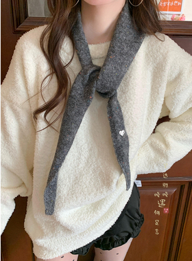 暖心妆点~羊毛灰色围巾女冬高级感百搭三角披肩保暖围脖两用护颈