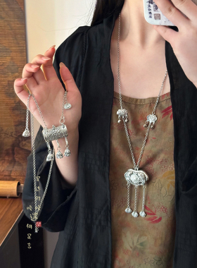 做旧平安锁流苏项链新中式古风