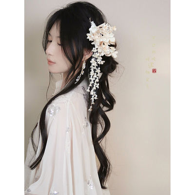 铃兰花朵流苏侧边发夹新中式国风