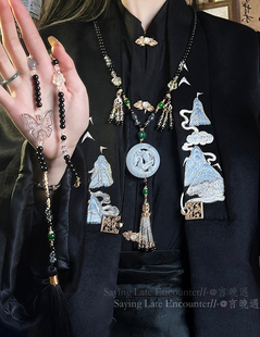 新中式国风串珠背云长流苏璎珞项链古风明制汉服吊坠马面裙配饰品