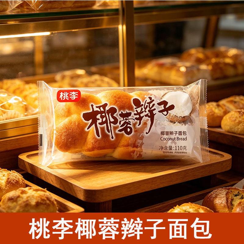 桃李椰蓉辫子面包营养学生党早餐代餐松软面包独立包装休闲小零食图片