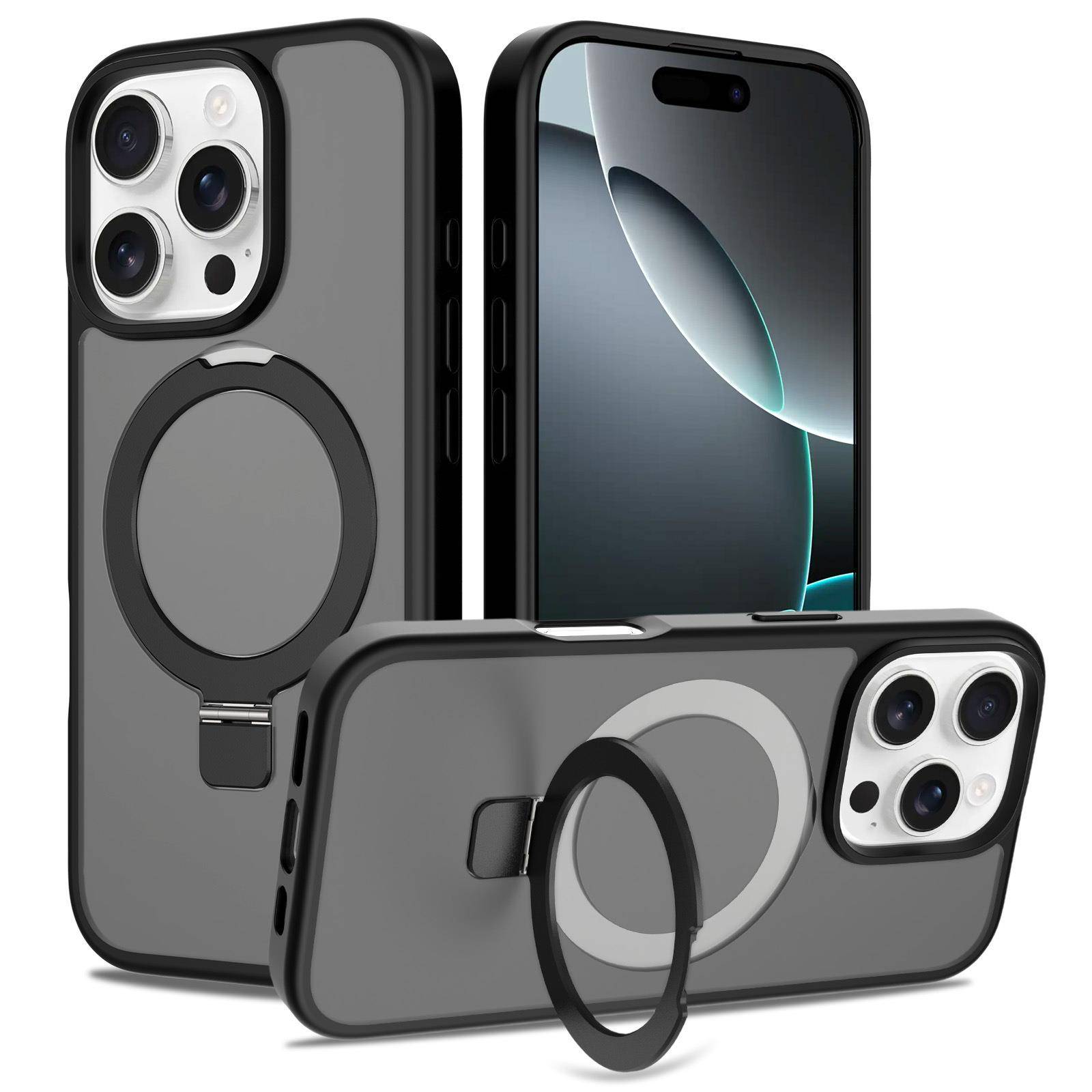 适用苹果16promax银盾肤感球拍支点支架手机壳iPhone17磨砂防摔