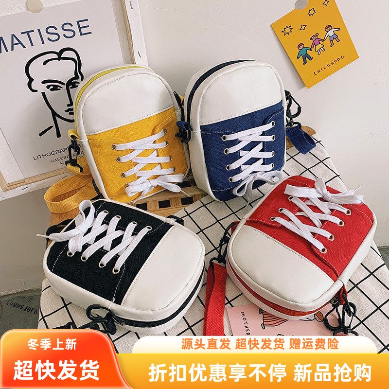 2025网红同款韩版ins拼接帆布斜挎包包女包新款学生单肩包