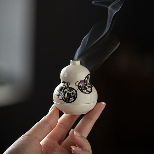 迷你盘香炉陶瓷小葫芦香薰炉