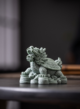 青砂石龙龟金蟾摆件招财家居客厅茶台桌面茶宠微景观鱼缸造景装饰