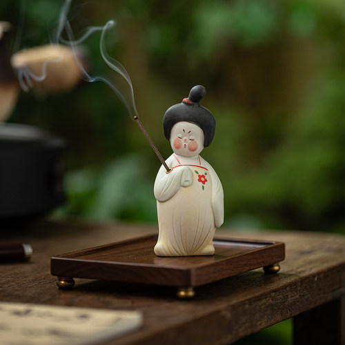 唐代胖美人香插复古陶瓷线香座