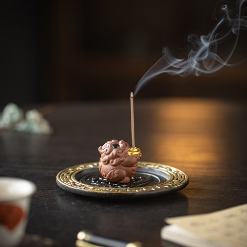 招财紫砂小貔貅线香炉