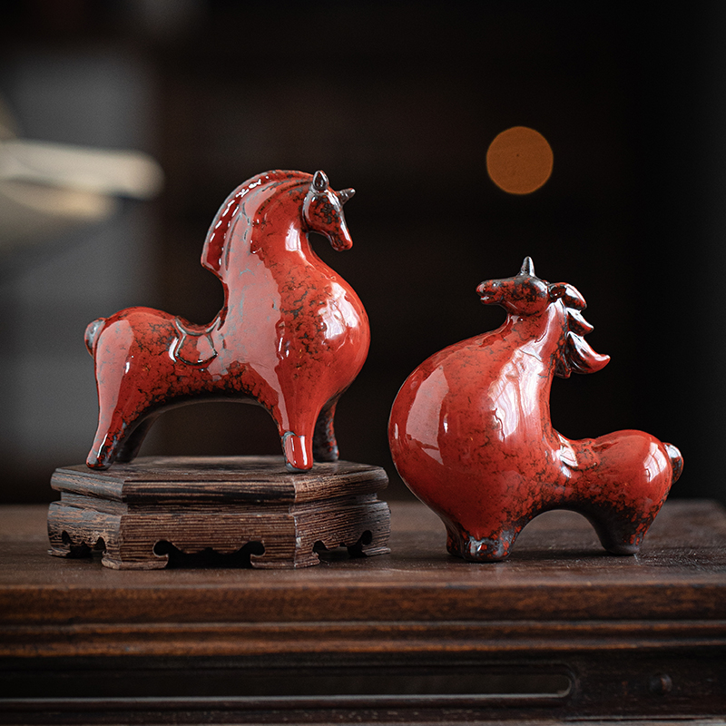 新中式陶瓷小唐马摆件寓意美好
