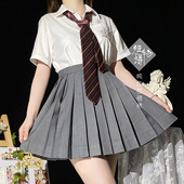 姬物语JK黑色半身女裙灰色百褶裙短裙大码 绀色jk裙狗短毕业长裙子