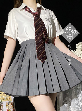姬物语JK黑色半身女裙灰色百褶裙短裙大码绀色jk裙狗短毕业长裙子