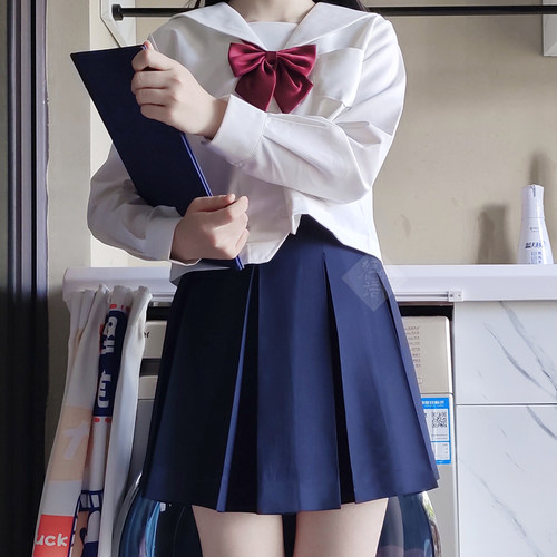 姬物语学院风正统绀色JK八箱褶裙