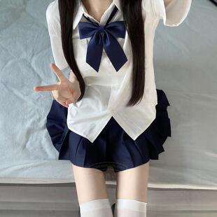 角襟丸襟长款 水色短袖 百搭制服JK圆领尖领女 白衬衫 姬物语基础款