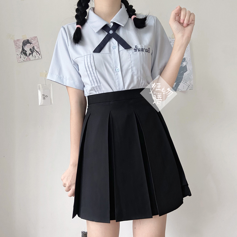 姬物语黑色JK八箱褶裙日系学院风