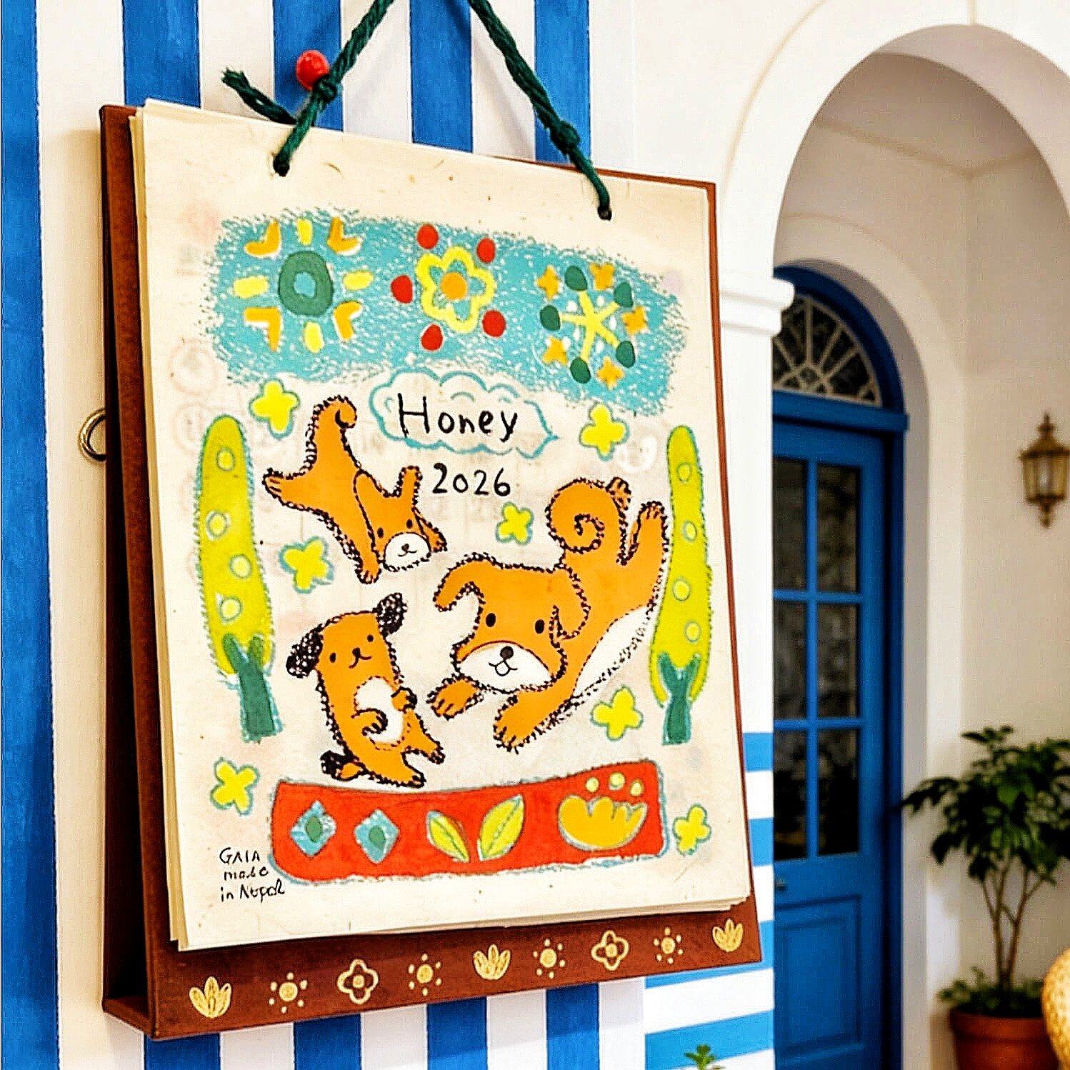 尼泊尔日历2026年小狗涂鸦插画台历装饰挂历小动物年历摆件送礼物,文具电教/文化用品/商务用品,台历,淘宝优惠券,粉丝福利购,淘宝优惠卷