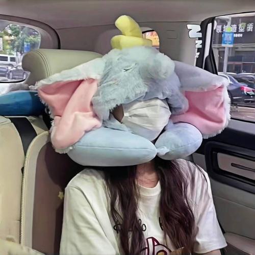 车载u型枕连帽护颈枕脖子长途旅行飞机枕戴帽雪莉玫kitty猫女便携