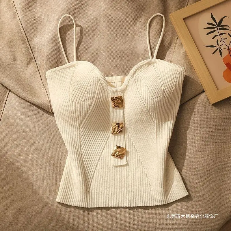 法式针织吊带背女夏内搭性感美背修身高级感打底抹胸上衣外穿
