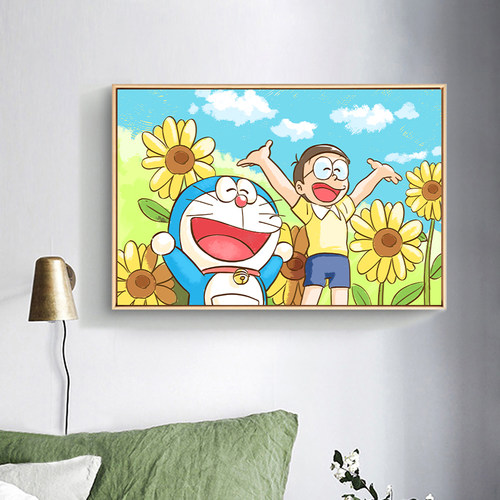 哆啦A梦数字油画diy手工油彩画