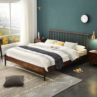 北欧实木床1.8米双人婚床现代简约1.5米单人床卧
