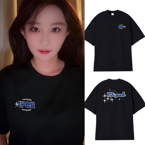 SNH48周诗雨2024夏季新款纯棉应援服复古美式overseas短袖上衣ins
