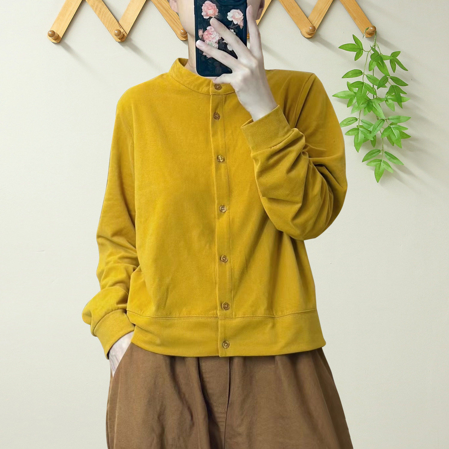 春夏季圆领长袖开衫外套女精致正肩显袖外披t恤百搭显瘦棉质上衣
