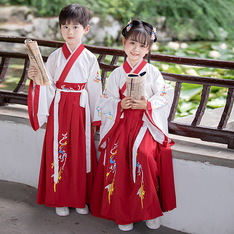 儿童古装汉服国学服新款唐装秋冬季男女童中国风长袖幼儿园表演服