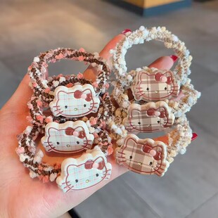 可爱ins风日系KT猫毛绒发圈秋冬新款 高弹力扎头绳皮筋女发绳头饰