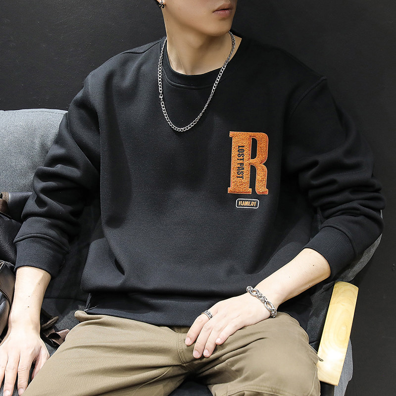 하이 엔드 헤비급 선명한 가벼운 럭셔리 스웨트 셔츠 남성 봄 가을 유행 브랜드 남성 대형 문자 자수 긴팔 탑 남성 의류