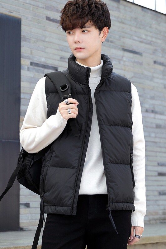 LEECKEAN 다운 조끼 남자 겨울 그레이 오리 스탠드 칼라 조끼 조끼 두꺼운 따뜻한 민소매 자켓 남자