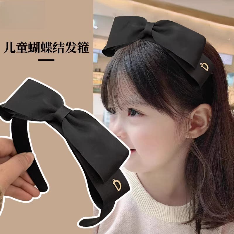 儿童高级感蝴蝶结发箍法式发卡防滑女宝宝前额港风复古头箍发捆饰