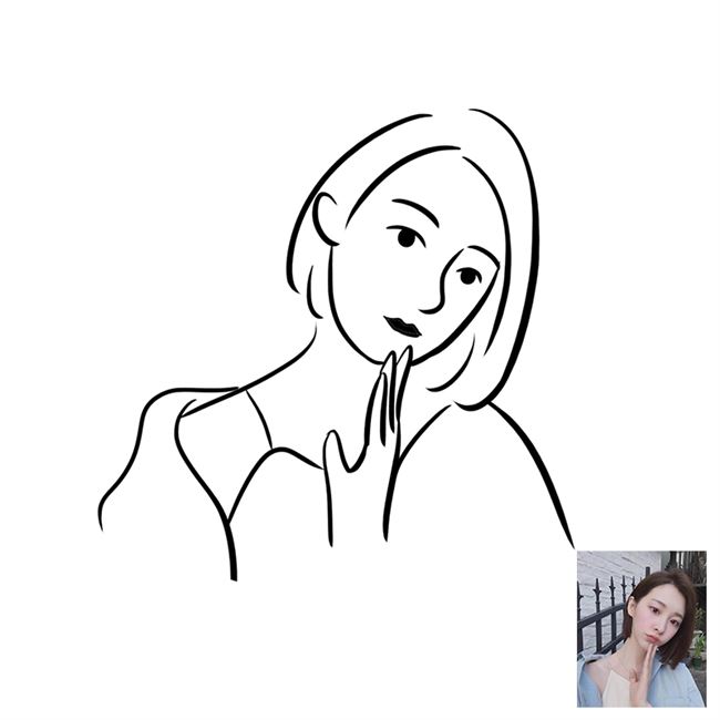 ins极简风情侣q头像人物线条设计简约手绘插画简笔画