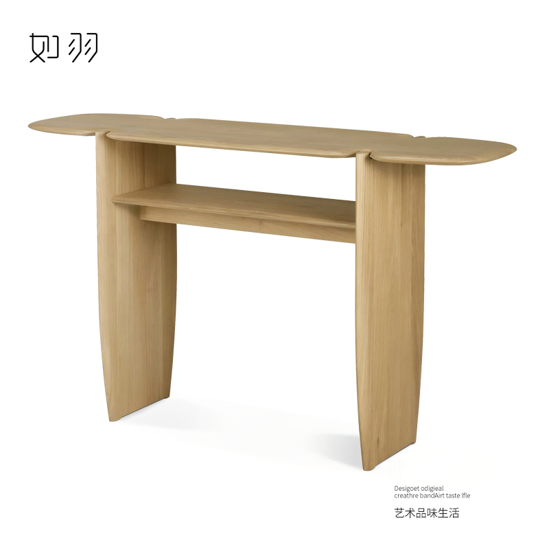 如羽 原创设计IP控制台原木色全实木入户玄关侘寂风高端原版进口