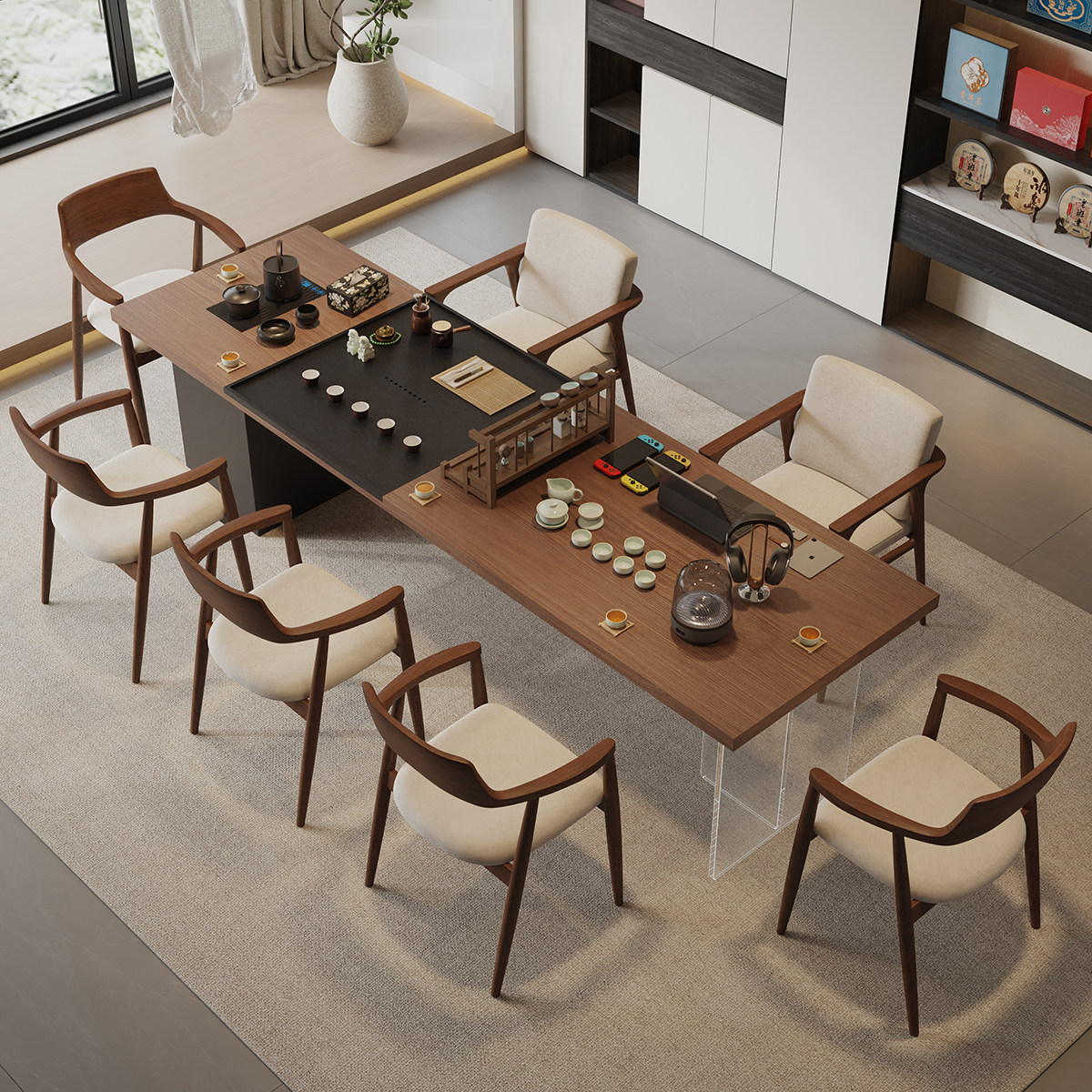 实木大板茶桌轻奢现代高级感会客接待泡茶桌办公桌带茶台一体式,住宅家具,家用茶台/茶桌,淘宝优惠券,粉丝福利购,淘宝优惠卷