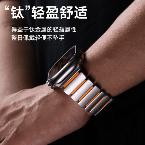 诺曼工字磁吸扣纯钛金属Ultra3适用AppleWatchS10苹果手表表带S11