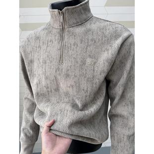 加厚保暖毛衣潮 半拉链立领套头打底衫 一体加绒卫衣男2025新款 冬装