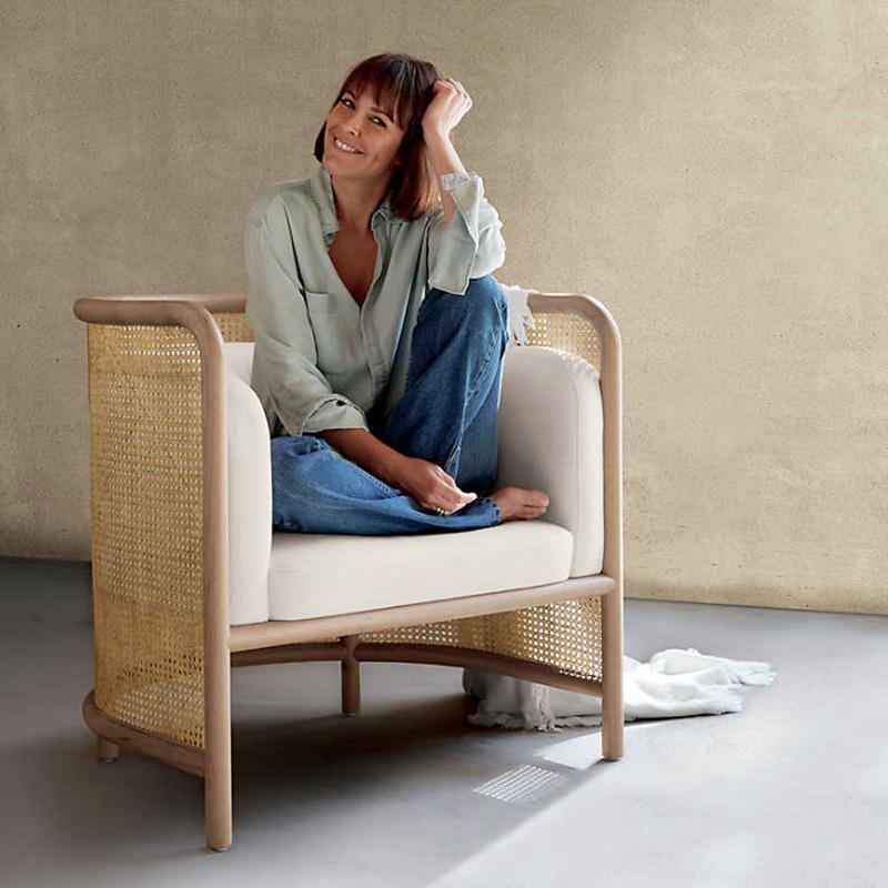 北欧藤编沙发椅复古实木编藤休闲椅美式民宿家用简约藤制单人藤椅