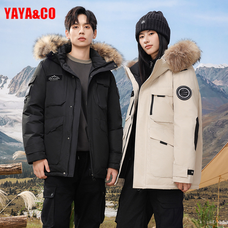 情侣羽绒服男女中长新款加厚保暖白鹅绒工装户外派克服厚外套真毛,男装,羽绒服,淘宝优惠券,粉丝福利购,淘宝优惠卷