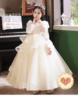 出租女童礼服花童婚礼婚纱钢琴演奏演出服儿童高端主持人公主裙女