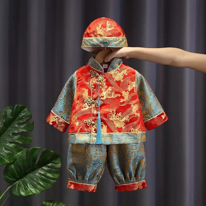 出租秋冬男宝宝周岁中式抓周服装图片