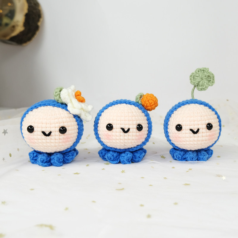 海蜇宝宝手工diy材料包钥匙扣毛线钩针自制小玩偶挂件自制礼物