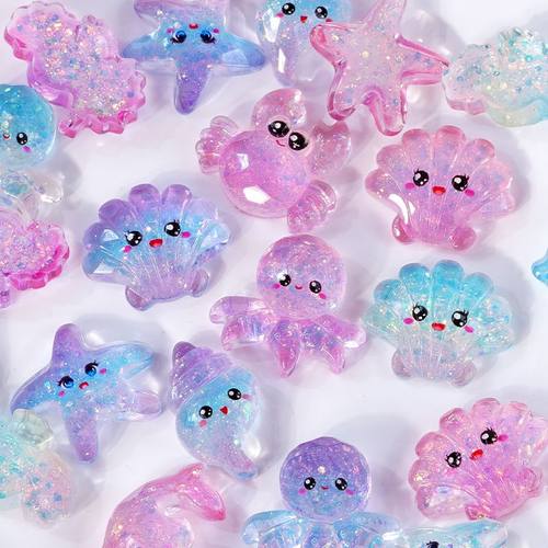 夜光海洋动物水晶亮片海星贝壳